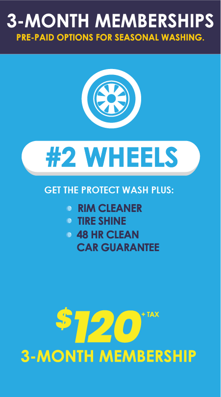 $20, Includes: Hand Prep, Hand-Dry Finish, Bug-Free Guarantee, Free Vacuums, Hand-Dry Door Jambs, Under-body Spray, Rain Repellent, Hot Wax, Rim Cleaner, Tire Shine, Total Body Protectant, Mud Blasters, 48-Hour Clean-Car Guarantee